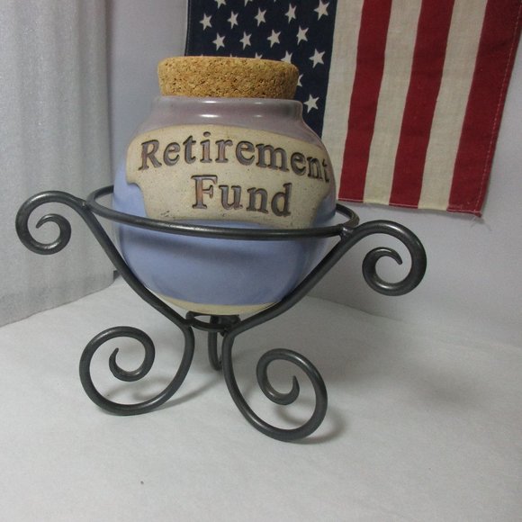 Handcrafted Pottery Jar & Stand Retirement Money Fund - Picture 2 of 12